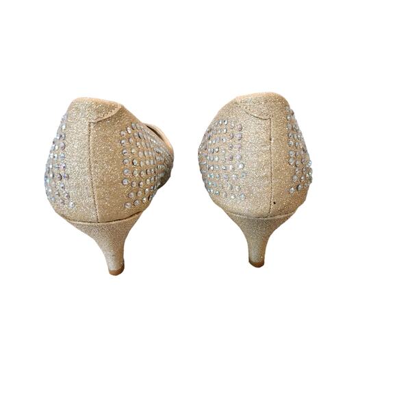 Seven Color Pumps Heels Womens Sz 6.5 Rhinestone Covered Pale Gold Pumps - Picture 6 of 10